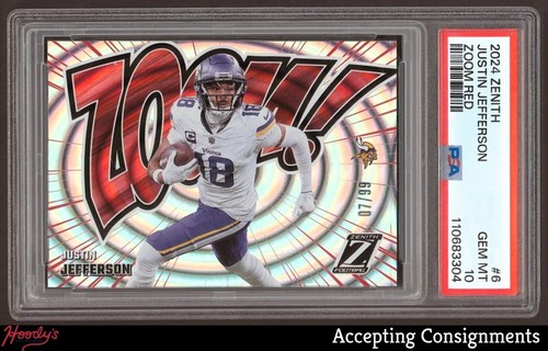 2024 Zenith Zoom Red #6 Justin Jefferson 07/99 PSA 10 GEM Vikings