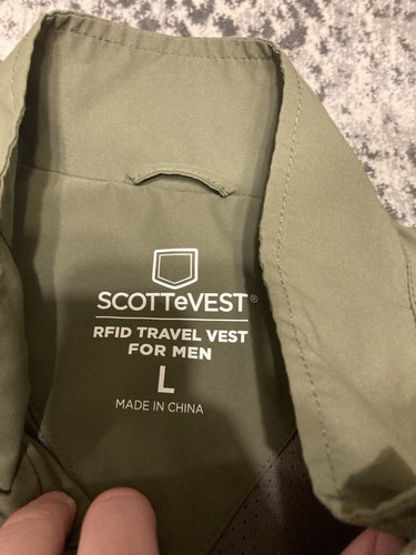 SCOTTeVEST Tech Vest Mens L Green Travel RFID Pockets - Picture 8 of 20