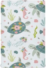 Fitted Crib Sheets Turtle Sea Horse Stretchy Portable 39 x 27 inch, Multi 9