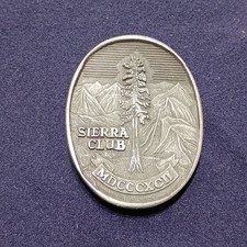 Vintage Sierra Club Pewter Belt Buckle Environmental Conservation "1892"