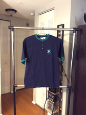Miami Dolphins Old Logo Blue Embroidered Ringer Shirt Adult XL Vintage 2000