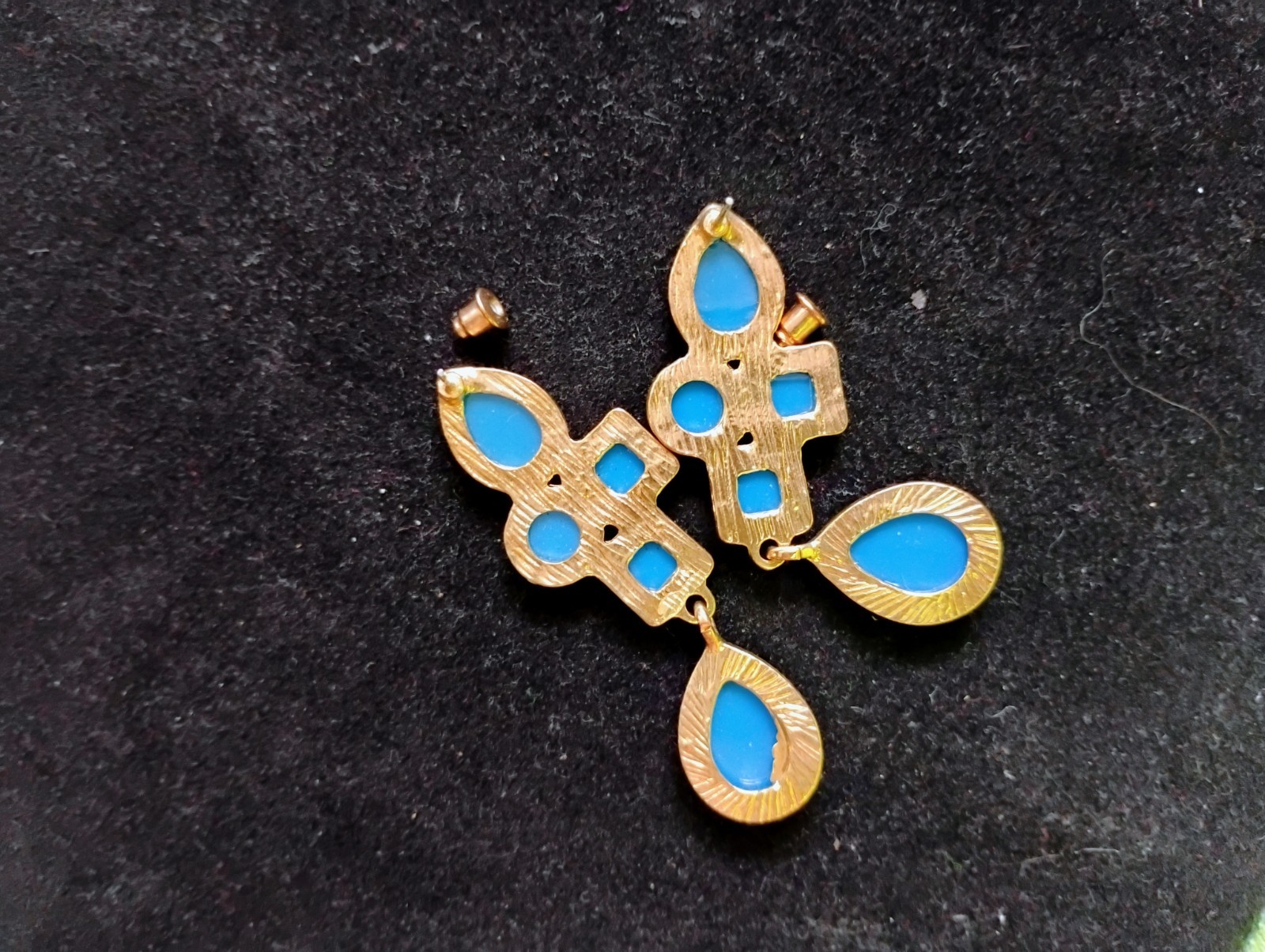 Blue statement dangle earrings - image 3