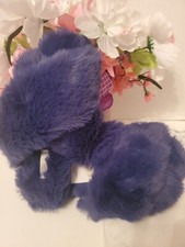 Flora Nikrooz  Victoria Teddy Criss Cross  Blue  Faux Fur Slippers Size S 5-6