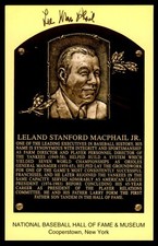 Lee MacPhail Hall of Fame HOF Plaque Postcard Auto Autograph JSA