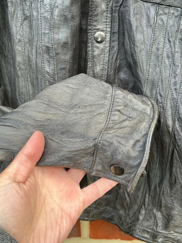 All Saints Mens NOCTURNAL Leather Shirt Jacket MEDIUM / Small Biker - Picture 8 of 10