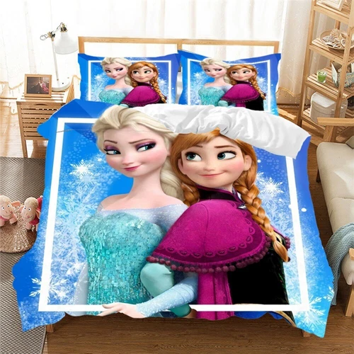 Set lenzuola bambini bambina 3D Anna Elsa principessa set lenzuola copripiumino - Foto 4 di 12