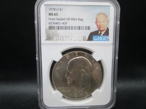 1978 D US Eisenhower Dollar NGC MS 65 From Sealed US Mint Bag