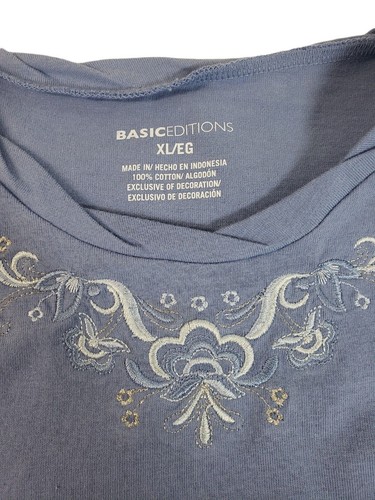 Basic Editions Shirt Top Blouse Womens Pullover Short Sleeve Blue Size XL - Picture 7 of 10