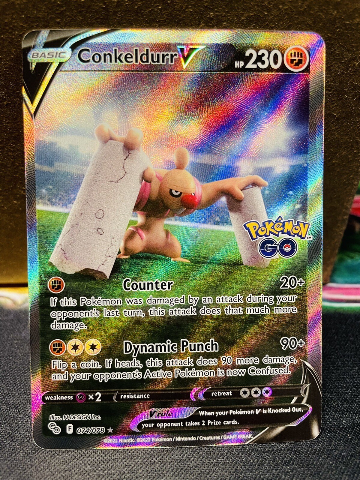 Pokemon Conkeldurr V 074/078 Alt Art Pokemon GO Ultra Rare Holo NM