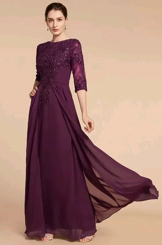 LT LANTING Custom Made Mother Of The Bride Gown Mesh Sequin Embroidery CABERNET 