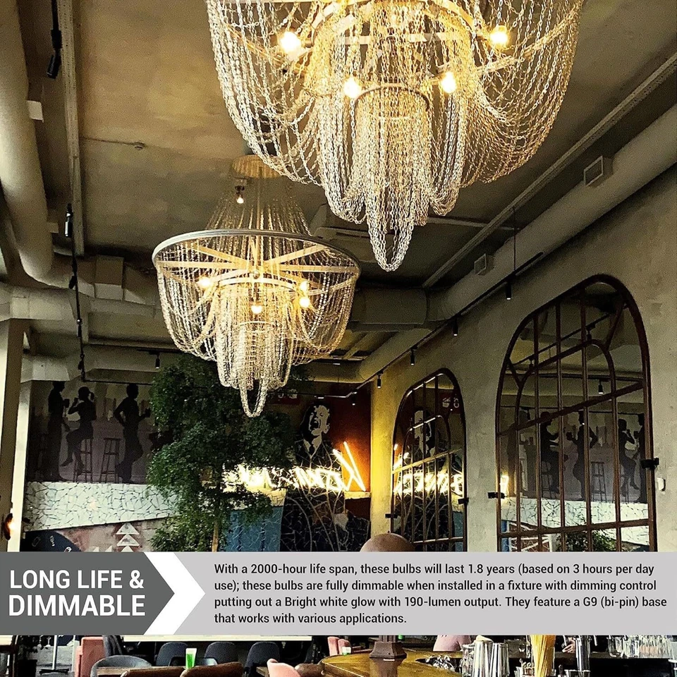 12Pack Single Ended T3.5 Bulb, G9 Wire Style Frosted Glass, 3200K, 25W, 190LM - Image 4 of 4