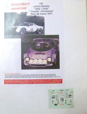 DECAL LANCIA STRATOS HF R.PINTO TOUR DE CORSE 1977 2nd (04 DECAL LANCIA STRATOS HF R.PINTO TOUR DE CORSE 1977 2nd (04