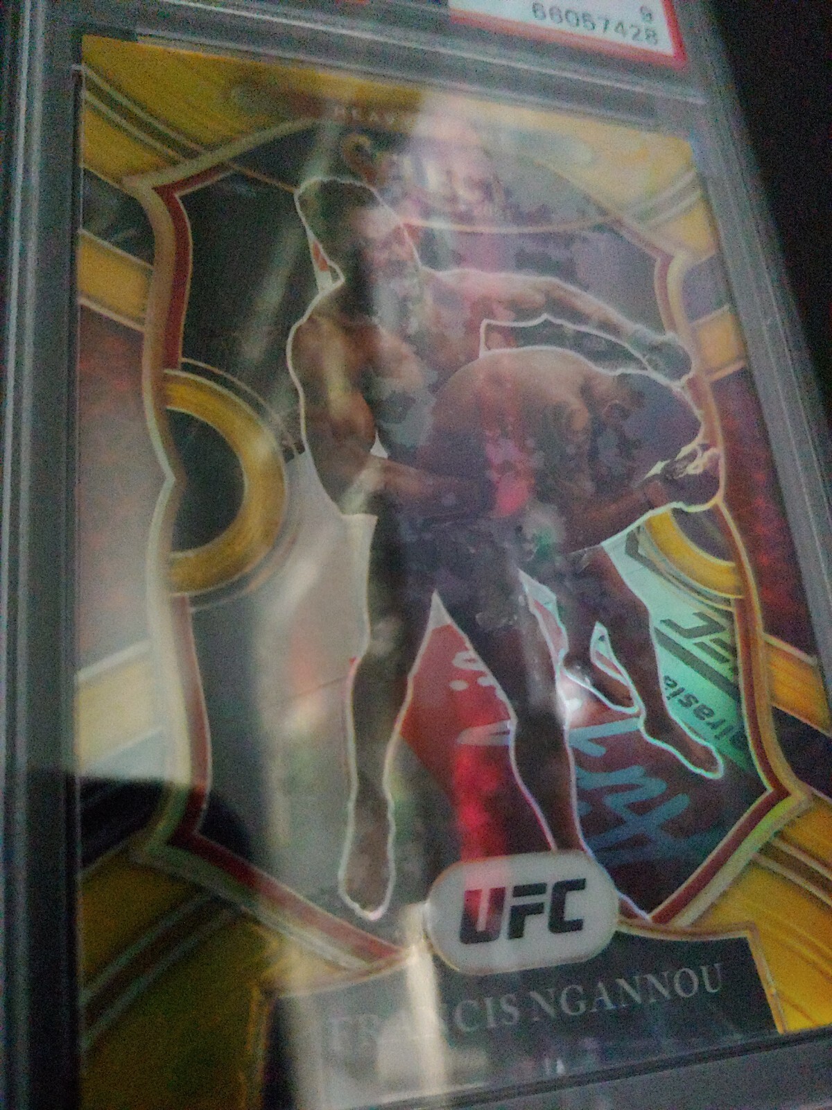 Francis Ngannou /10 2021 Panini Select UFC #92 Gold Prizm PSA 9 view 3