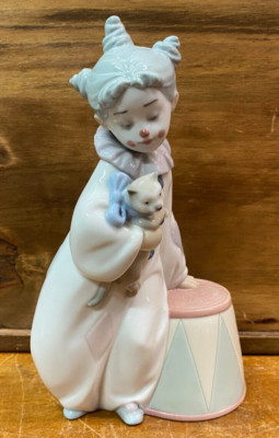 Schöne sehr seltene Lladro Little Bändiger Clown mit Katze Figur Nr 8093 SU346