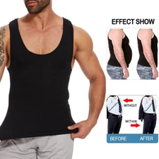 Mens Compression Shirt Slimming Body Shaper Vest Belly Control Workout Tank Tops