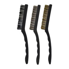 3Pc Mini Wire Brush SS Brass Nylon Brushes Multi Cleaning Polish Detail Brushes