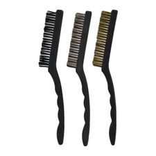 3Pc Mini Wire Brush SS Brass Nylon Brushes Multi Cleaning Polish Detail Brushes