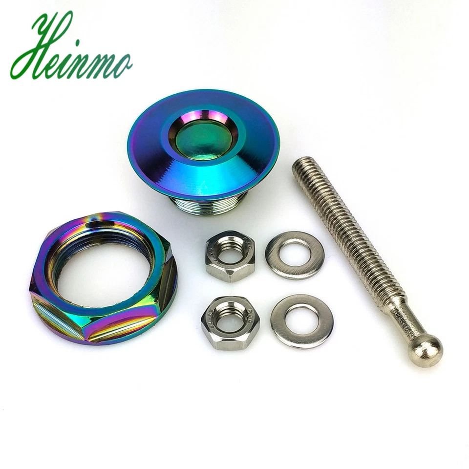 Neo Cromo Estilo JDM Pulsador Billet Capucha Pasadores Bloqueo Clip Kit Coche Pin Rápido Foto 2 de 4