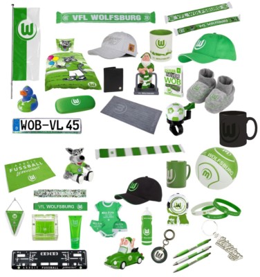 VfL Wolfsburg Fanartikel Tasse Schal Cap Uhr Handtuch Fahne Glas Zwerg
