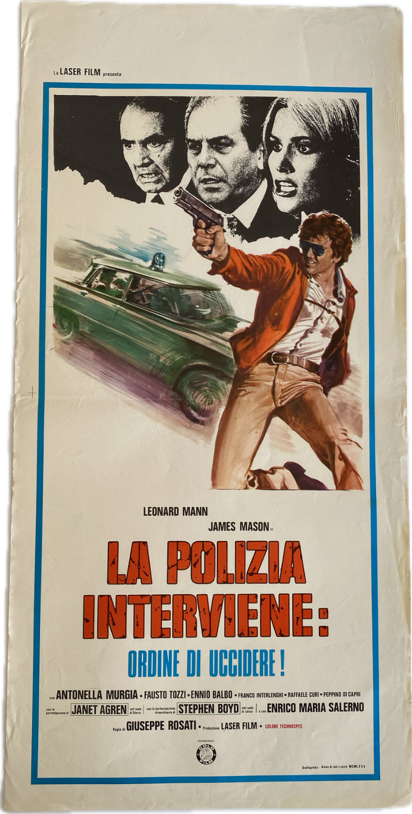 Locandina originale film La polizia interviene: ordine di uccidere! (1975) - Regia di Giuseppe Rosati
