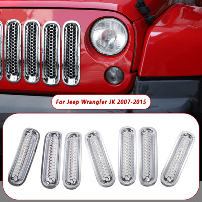 Chrome Clip-in Front Grille Mesh Inserts For 07-18 Jeep Wrangler JK Unlimited