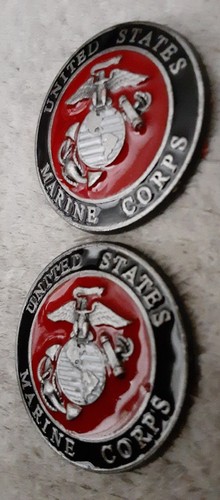 2 Marines Conchos 1,5" Metall zum Anschrauben rot & schwarz Emaille neu - Bild 3 von 9