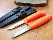 2 Pc Lot Mora Morakniv Basic 511 8" Carbon Steel Orange Camp Survival Knife 1832