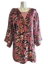 POL Burnout Velvet Floral Semi Sheer Kimono Duster Women Size S/M