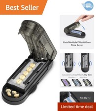 Effortless Pill Cutter Splitter with Hidden Stainless Steel Blade - Grey