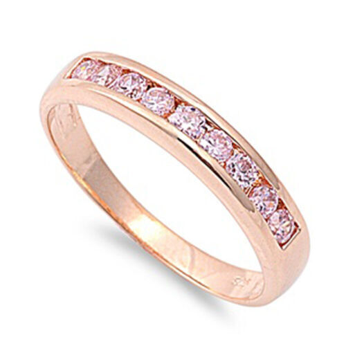 14k Rose Gold Plated Women Wedding Rings Luxury Cubic Zirconia Jewelry Size  6-10