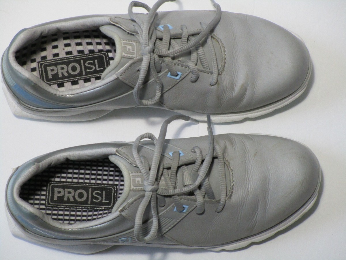 FOOT JOY PRO SL Golf Shoes Women 7.5M Gray Light Blue 98118 