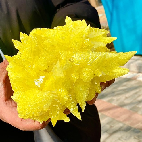 3.41LB Rare yellow sulfur crystal quartz crystal mineral specimen - 第 10/15 張圖片