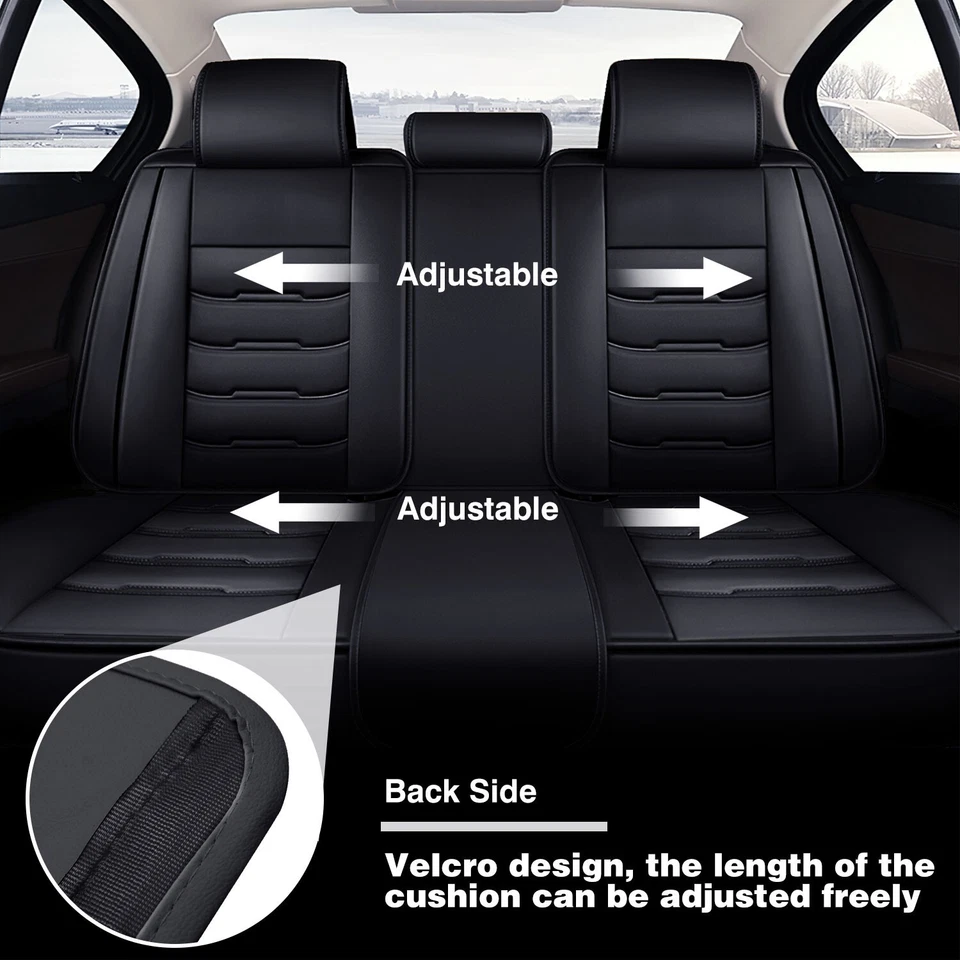 For Jeep Car Seat Cover 5-Seats Full Set PU Leather Front & Rear Deluxe Cushion Foto 4 de 4