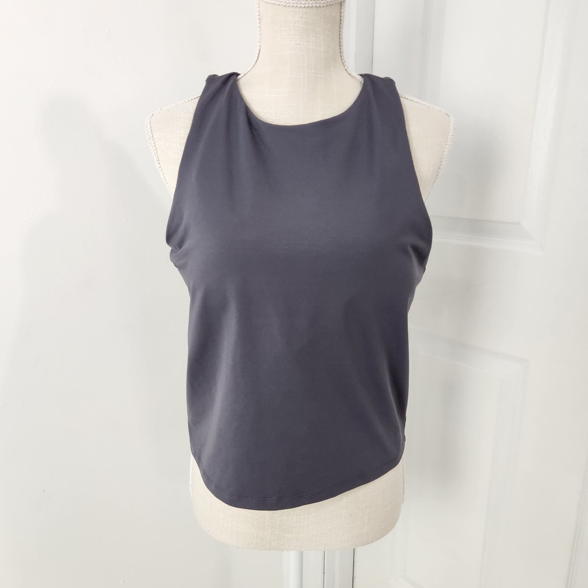 Fabletics Tank Top Womens XL Gray Avianna Built In Bra High Neck