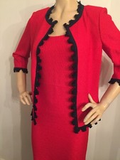 NWT St. John Collection red Dress Jacket Suit Women's Size 10 Tweed Knit