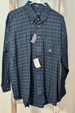 Van Heusen Plaid Flannel Button Up Shirt Size Large Blue Green