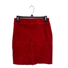 Vintage Express Women's suede pencil skirt 100 leather Red size 1/2