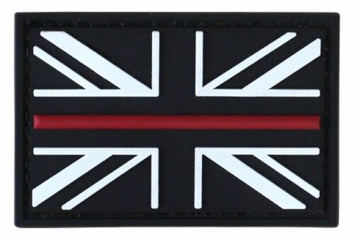 RED LINE UNION JACK PATCH UK FIREFIGHTER FIRE SERVICE HOOK & LOOP BADGE