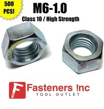 Qty 500 M6-1.0 Metric Finished Hex Nuts Class 10 Zinc Plated 6MM-1.0