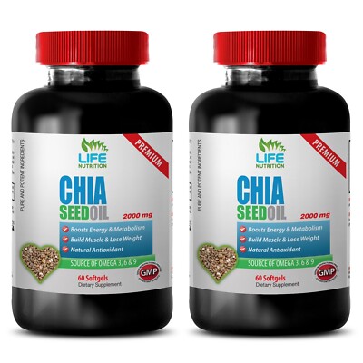 nutrient-rich oil - CHIA SEED OIL - glossy hair oil 2 Bottle 120 Capsules