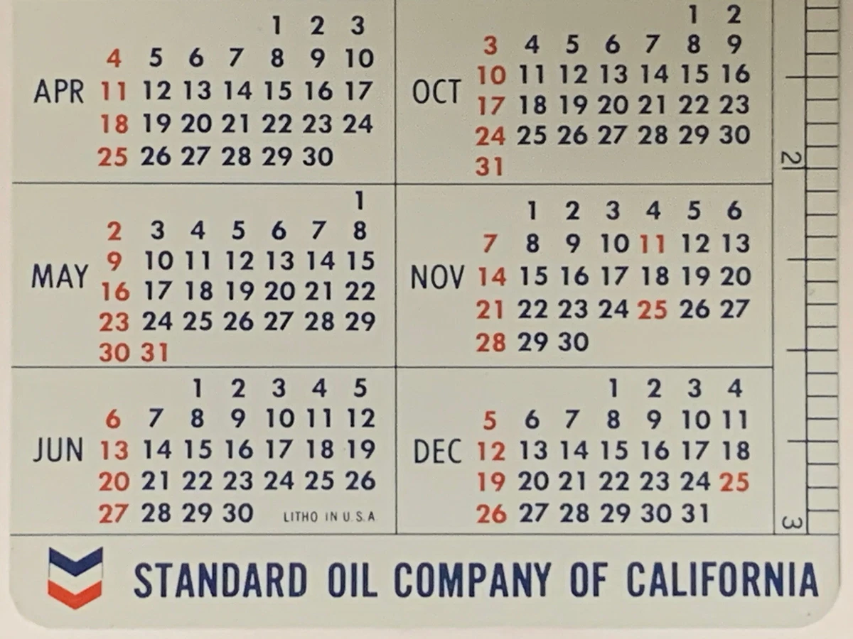 VTG Chevron Standard of California 1965 Calendar SameDayHandling &Ships  FreeUSPS | eBay