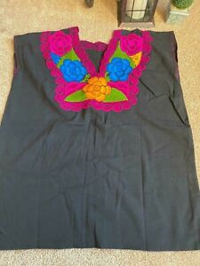 Imported from Chiapas Authentic Handmade Embroidery Mexican Sunflower Dress