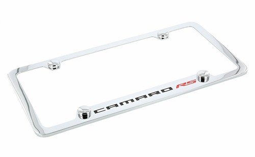 Chevrolet Camaro RS wordmark chrome plated metal license plate frame holder - Picture 3 of 4
