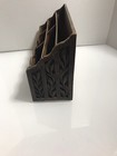 Vintage LERNER Carved Faux Wood Letter Holder Mail Organizer Storage Caddy Desk — photo 5
