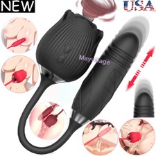 Oral Sucking Rose Clit G-spot Vibrator Thrusting Dildo Bullet Sex Toys for Women
