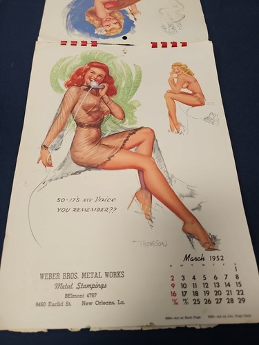 Vintage Pin Up Full Year Calendar by TN Thompson from 1952 NOT COMPLETE - Picture 2 of 12