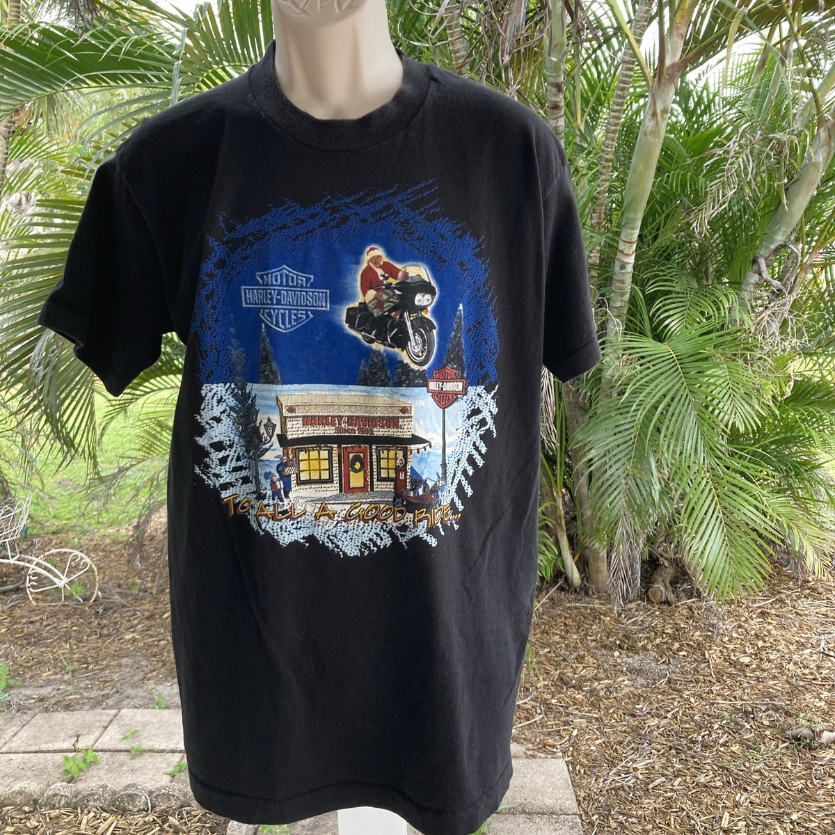 Harley Davidson Single Stitch Double Sided Christmas Santa T-Shirt 