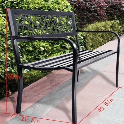 Park Bench Outdoor Front Porch Patio Deck Garden Metal 50 In Steel