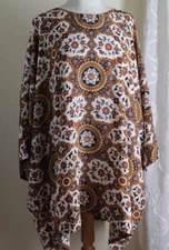 Eskandar Sz 1 OS Beautiful Floral Silk Art-Wear Oversized Flowing Silk Tunic Top