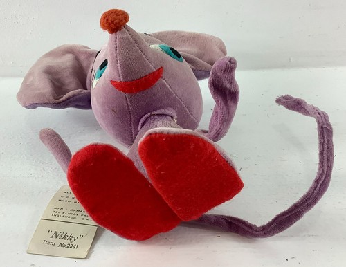 Vtg 1964 Kamar Japan #2341 Nikky Purple Mouse Rat Stuffed Animal 7.5" H Plush To - Picture 8 of 10